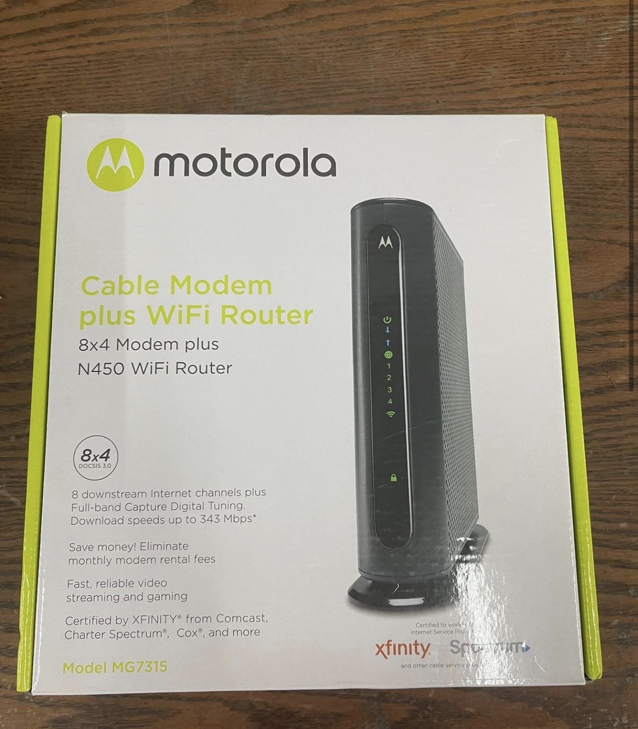 Motorola Cable Modem plus Router MG7315-10 8 x 4 343 Mbps plus N450 Wi-Fi