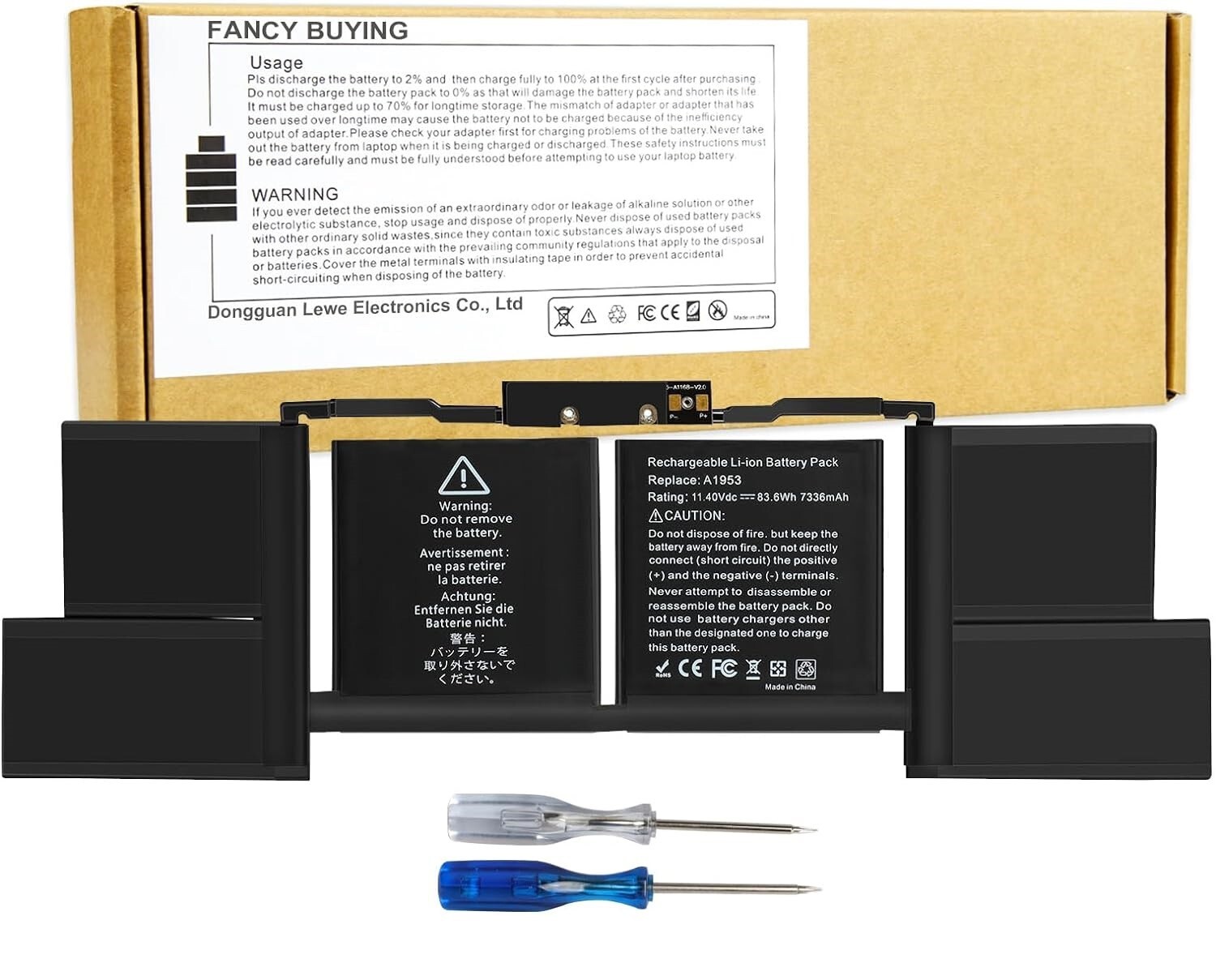 A1953 A1990 Battery/Charger For MacBook Pro 15" A1990 Mid 2018 2019 EMC 3215