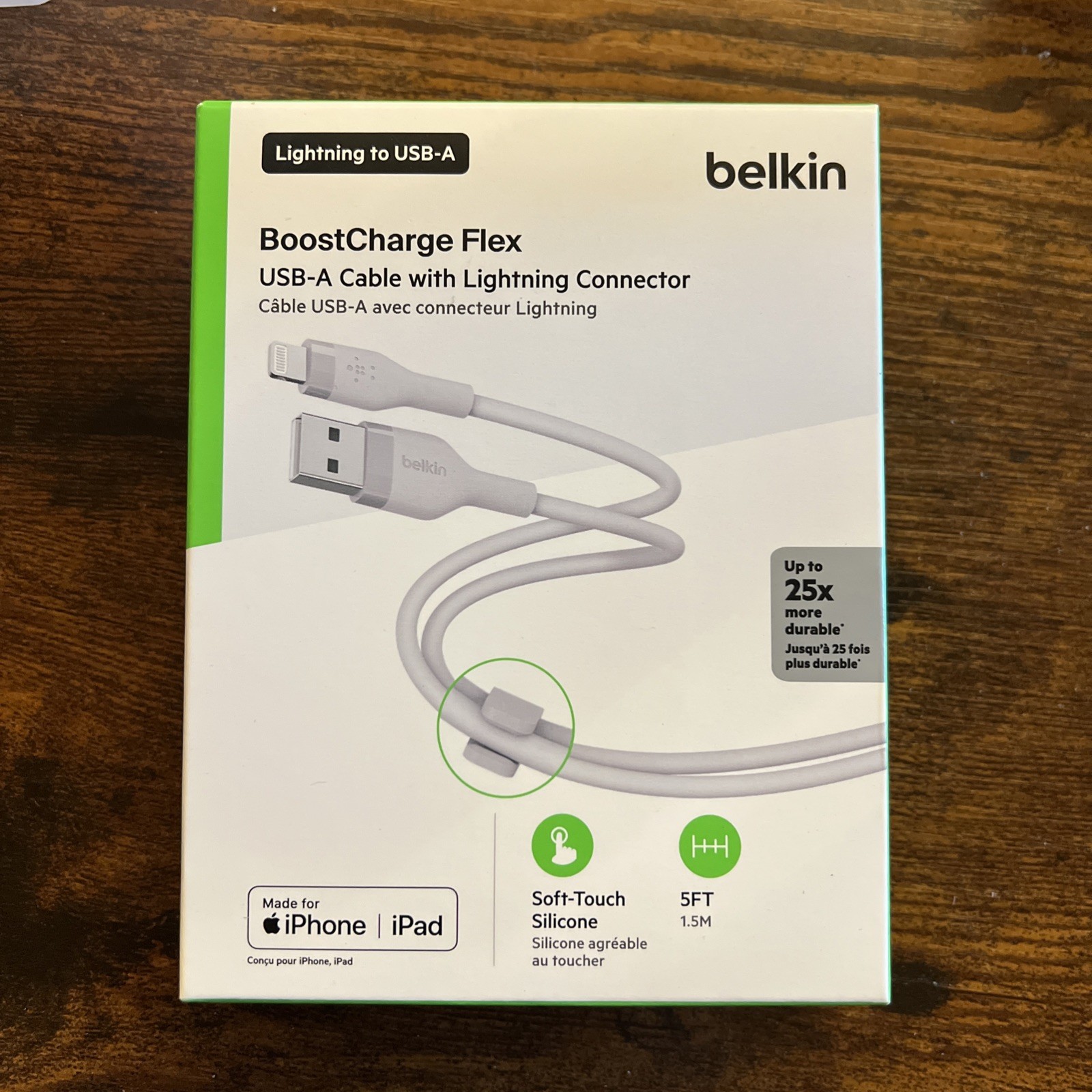Belkin 5FT Boost Charge Flex YSB-A Cable with Lightning - White (CAY005bt05SL)™