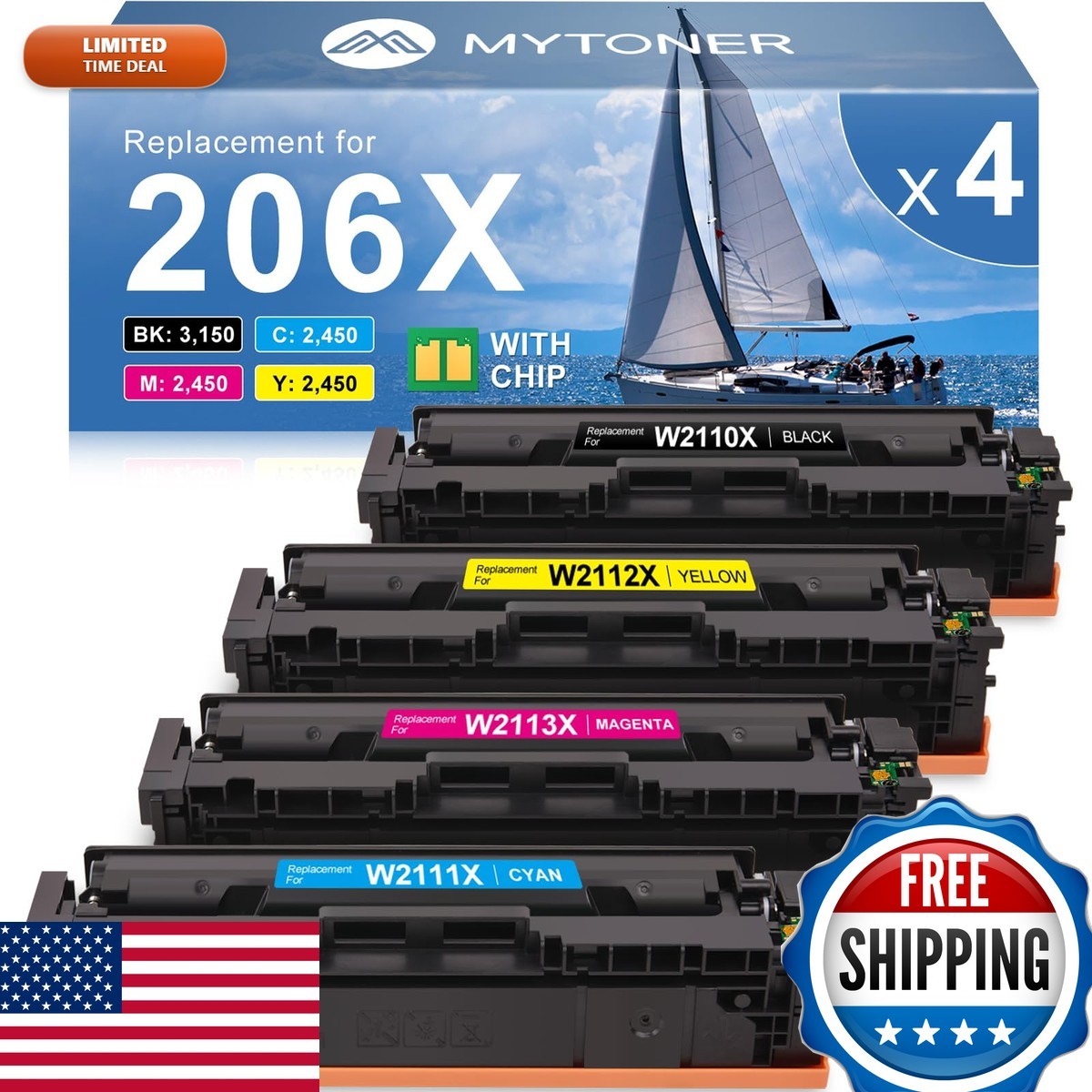 MYTONER 206X Toner Cartridges 4 Pack High Yield for M283fdw M283cdw M255dw