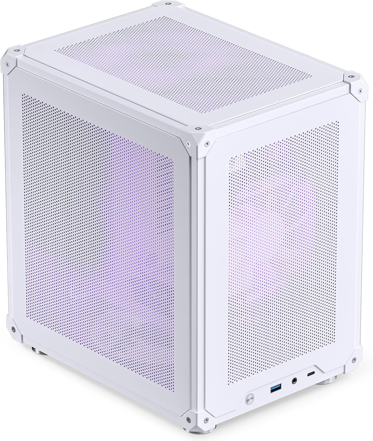 C6 White Mini MATX Mesh Case,Simple Compact Desktop Micro ATX Chassis,Upper Cove