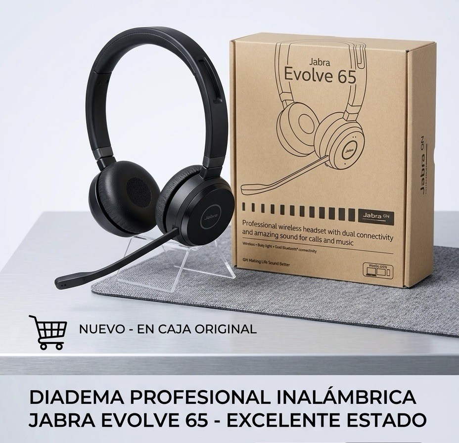 Jabra Evolve 65 Wireless Bluetooth On-Ear Headset Boom Mic, Black, Double
