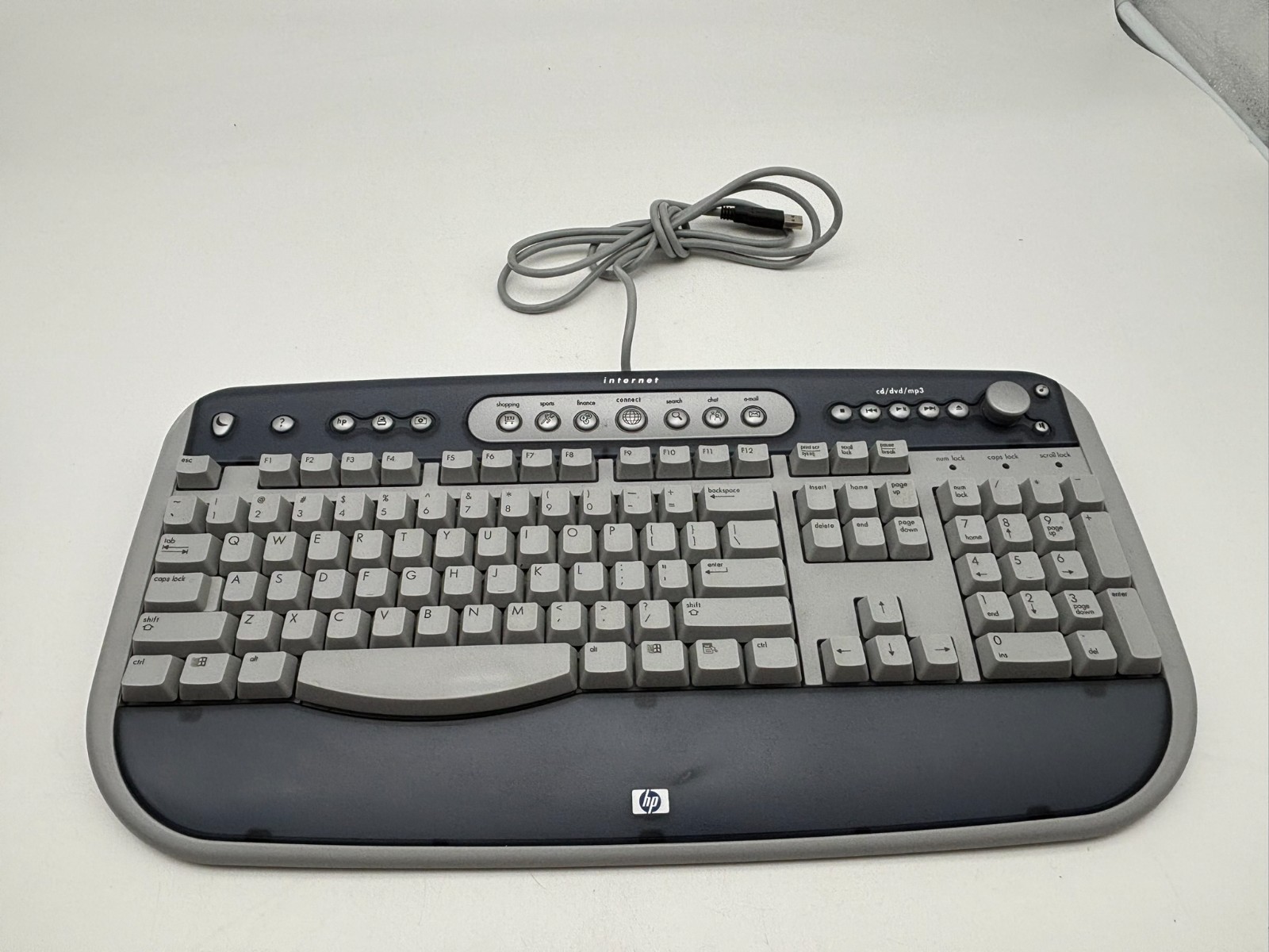 HP 5185-2027 Internet Multimedia USB Keyboard 18" x 9" Vintage Retro Used Works