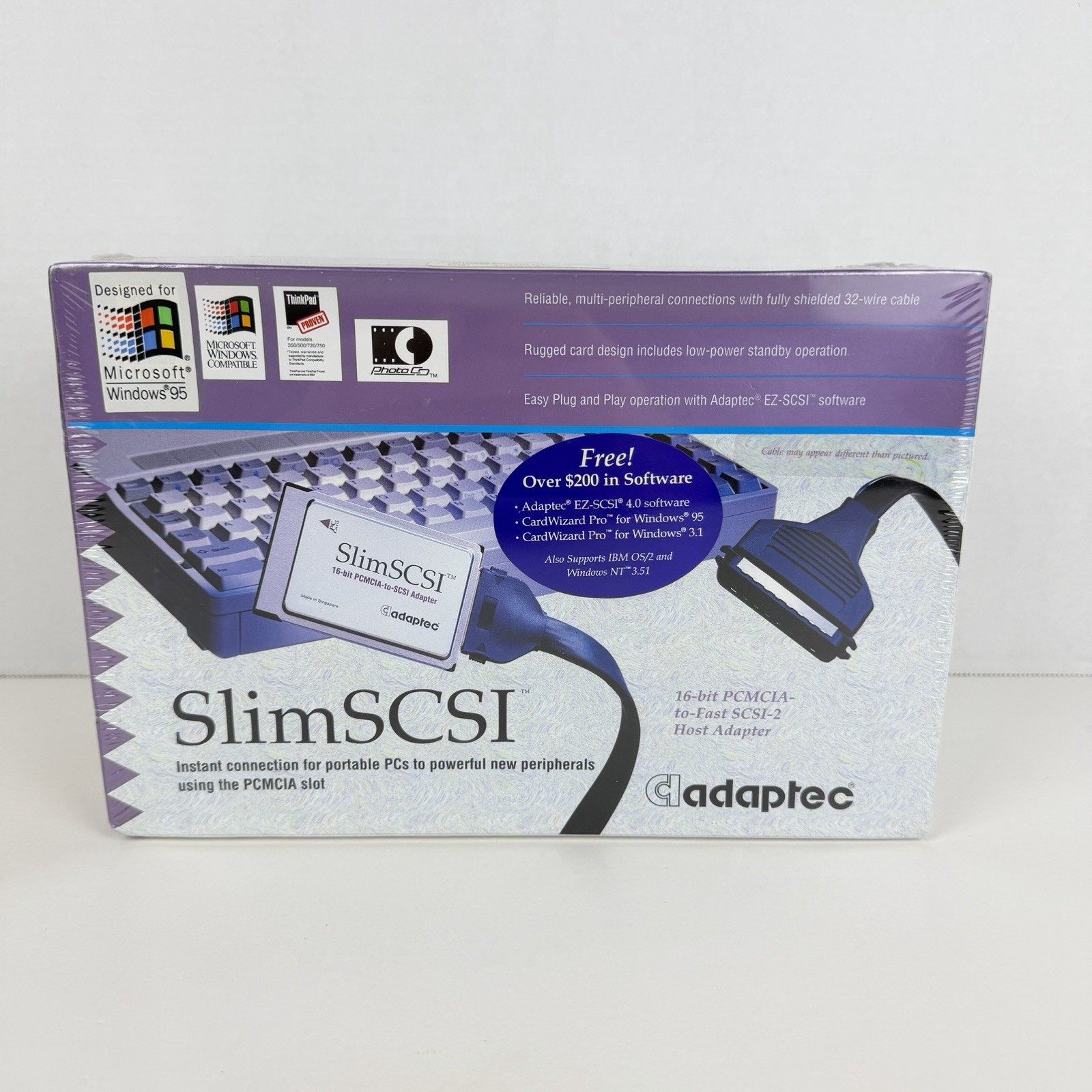 Adaptec SlimSCSI 1460 PCMCIA to Fast SCSI-2 Host Adapter Kit APA-1460 NIP Sealed