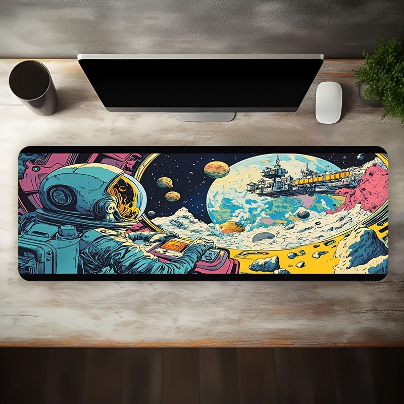 1 Large Electronic Sports Game Mouse Pad, Astronaut Space Exploration Scene Pa