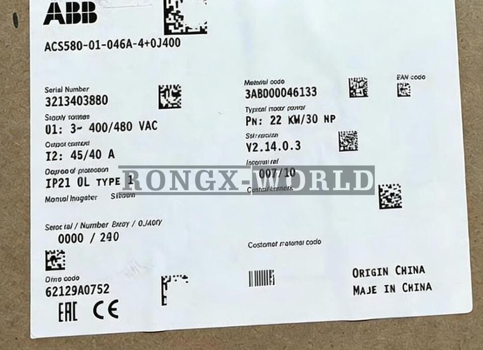 1PC ABB Frequency Converter ACS580-01-046A-4+0J400 NEW