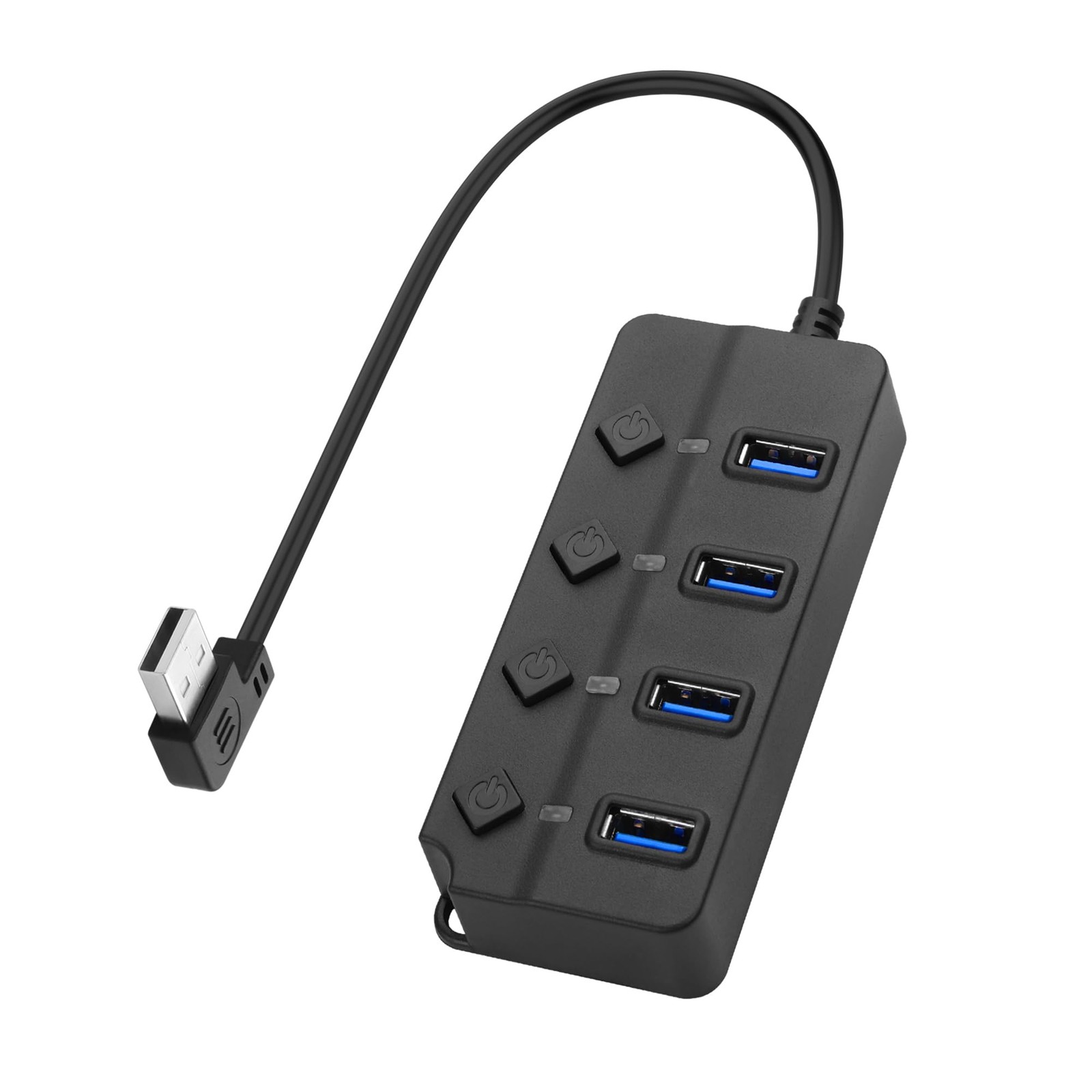 90 Degree USB Hub Splitter USB 2.0 Data Hub with Individual LED Button On/Off...