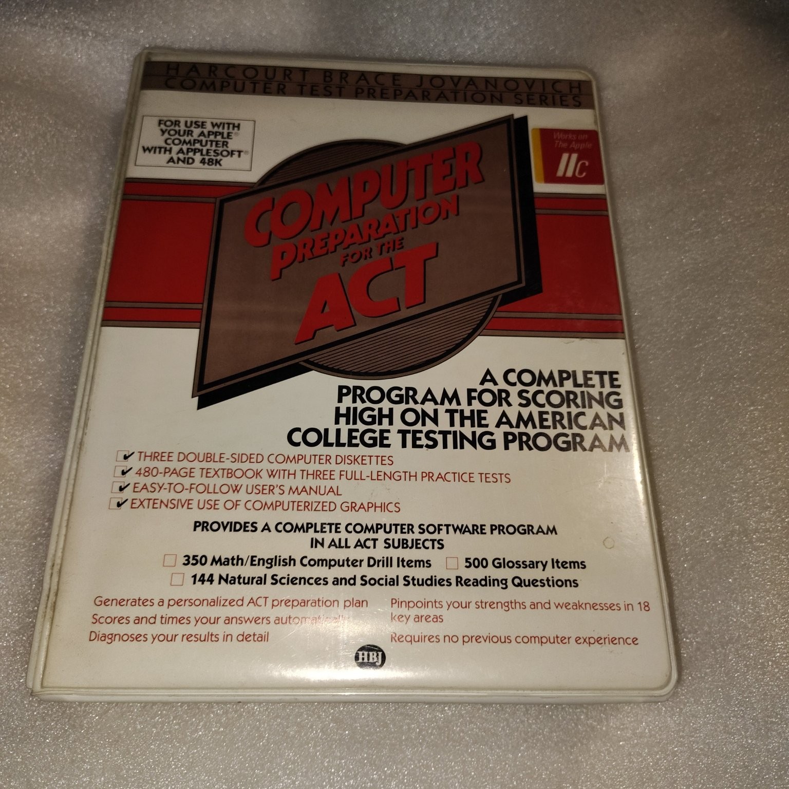 Harcourt Brace Jovanovich Computer Preparation for the ACT Apple IIc Software