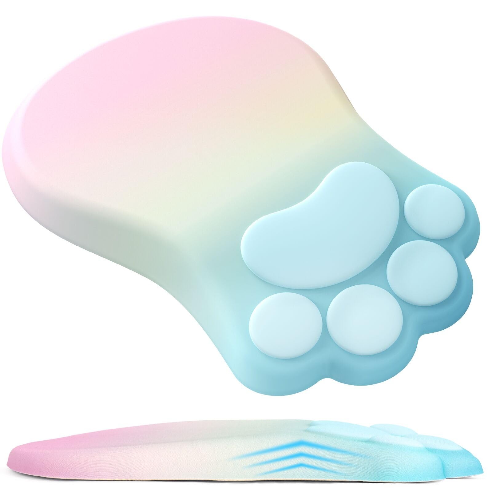 L-SPOUTTO Ergonomic Mouse Pad with Wrist Rest,Cute Cat Paw Large, Rainbow