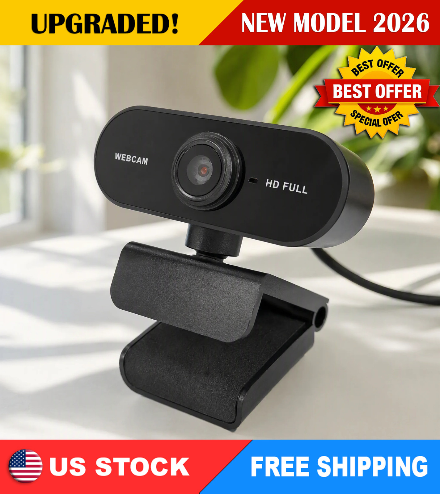 1080P Full HD USB Webcam for PC Desktop,Laptop Web Camera with Microphone