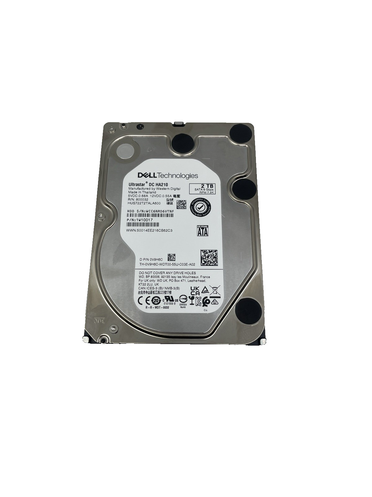 Dell Western Digital 2TB 7.2K RPM SATA HUS722T2TALA600 R540 T350 T360 R740 R440