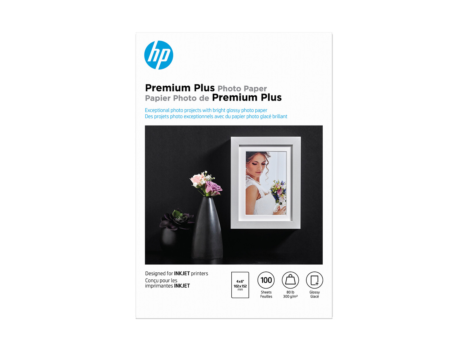HP Premium Plus Glossy Photo Paper | 100 Sheets | 4 x 6 in | CR668A