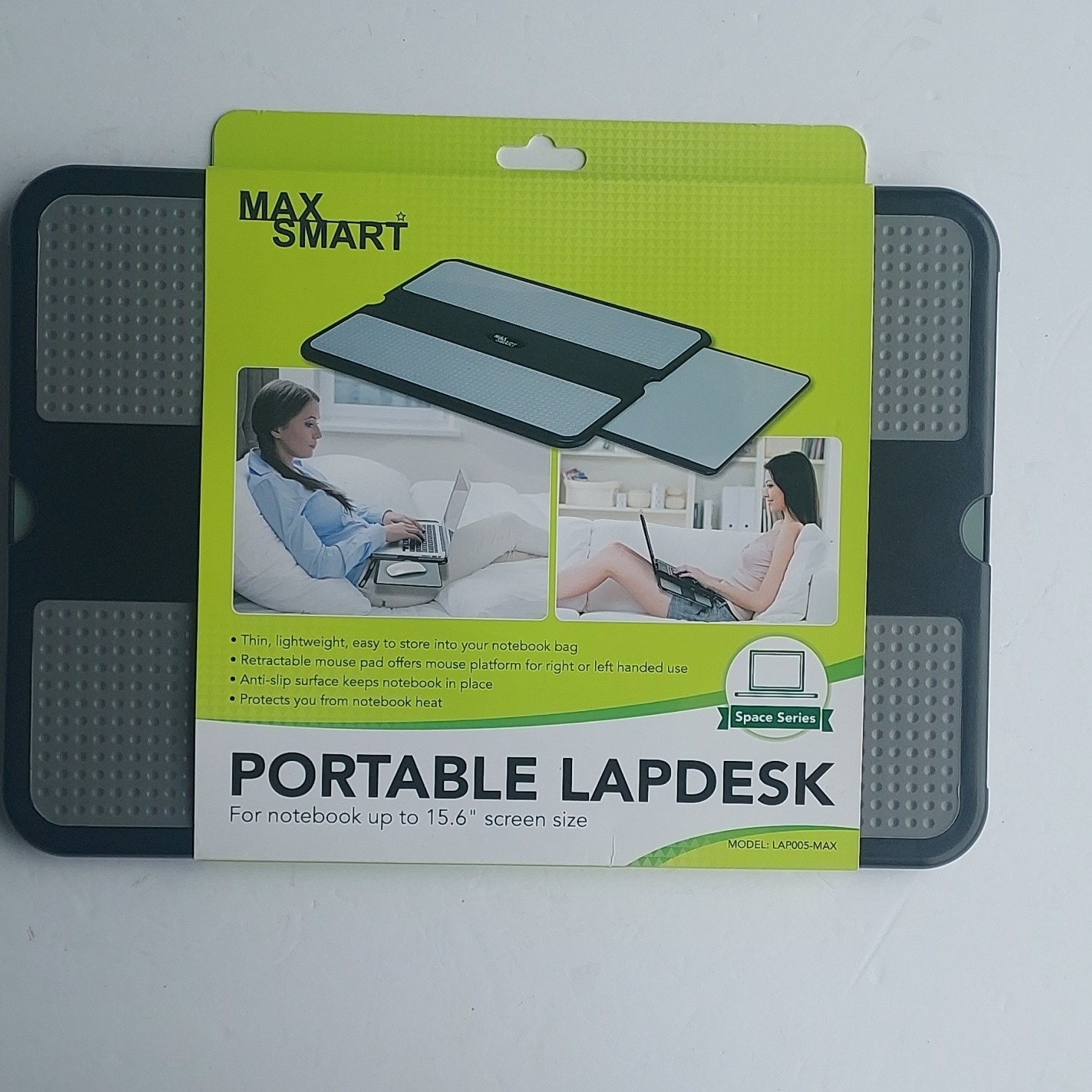 MAX SMART Portable Laptop Lap Pad Desk w/Retractable Mouse Tray ,Original pkg