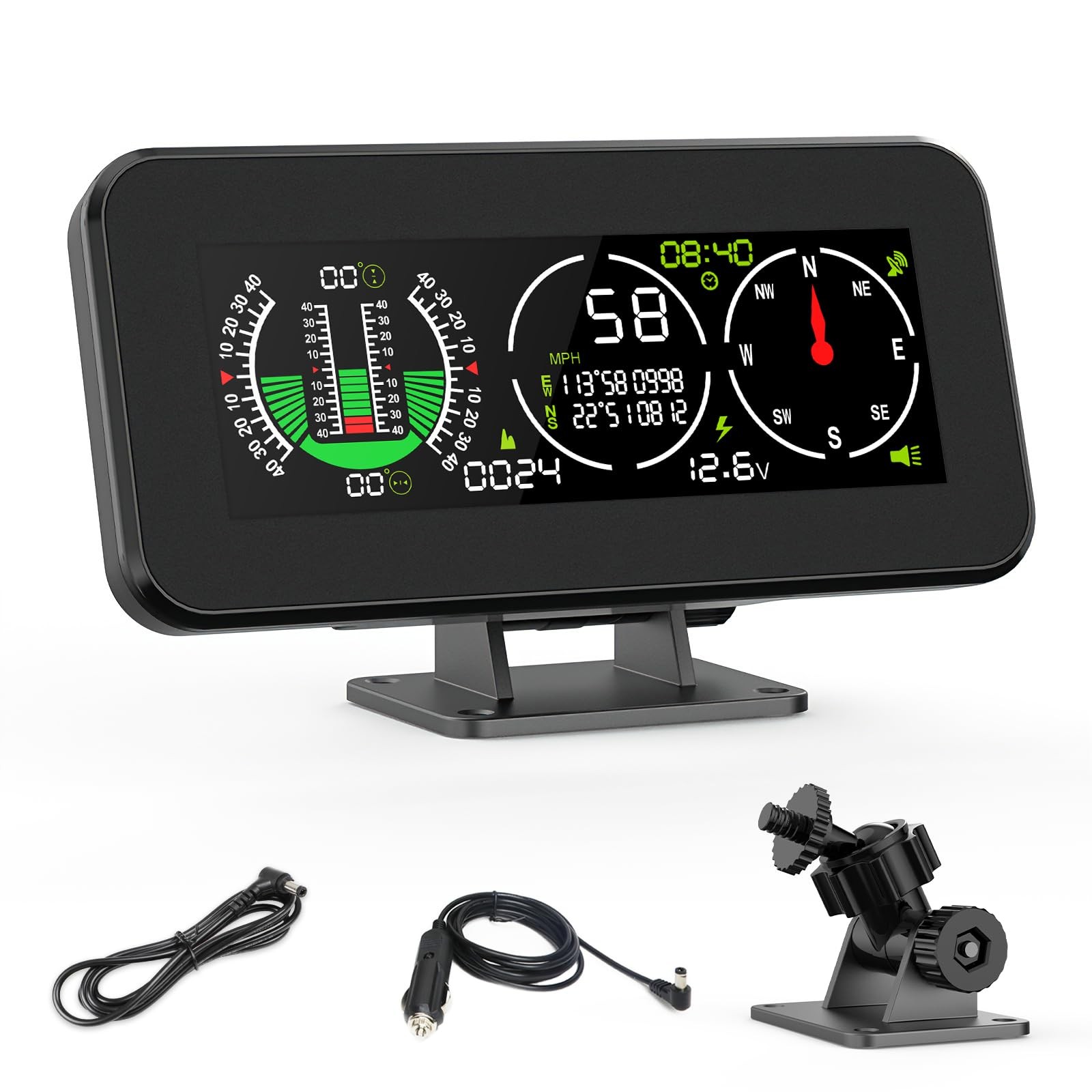GPS Car Digital Inclinometer for Off Road Vehicles, Head Up Display DC 10-30v...