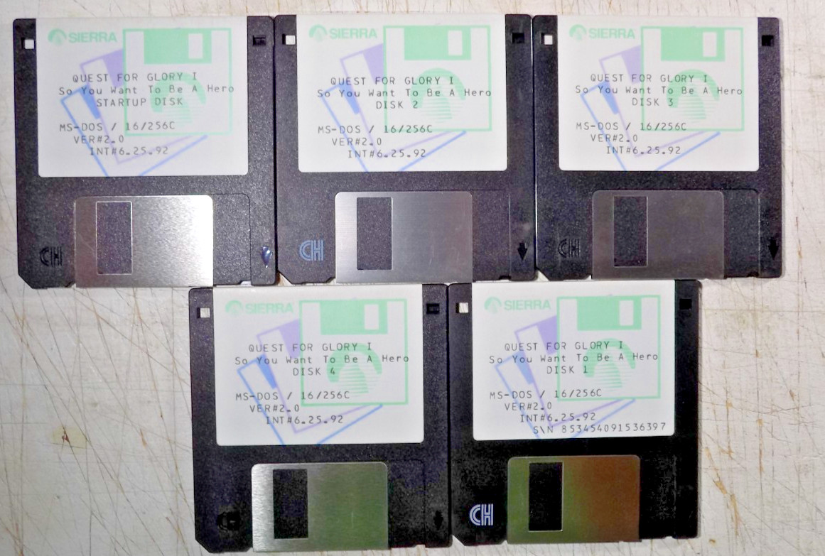 QUEST FOR GLORY ONE SIERRA So You Want To Be A Hero V 2.0 3.5 Discs *FREE SHIP* 