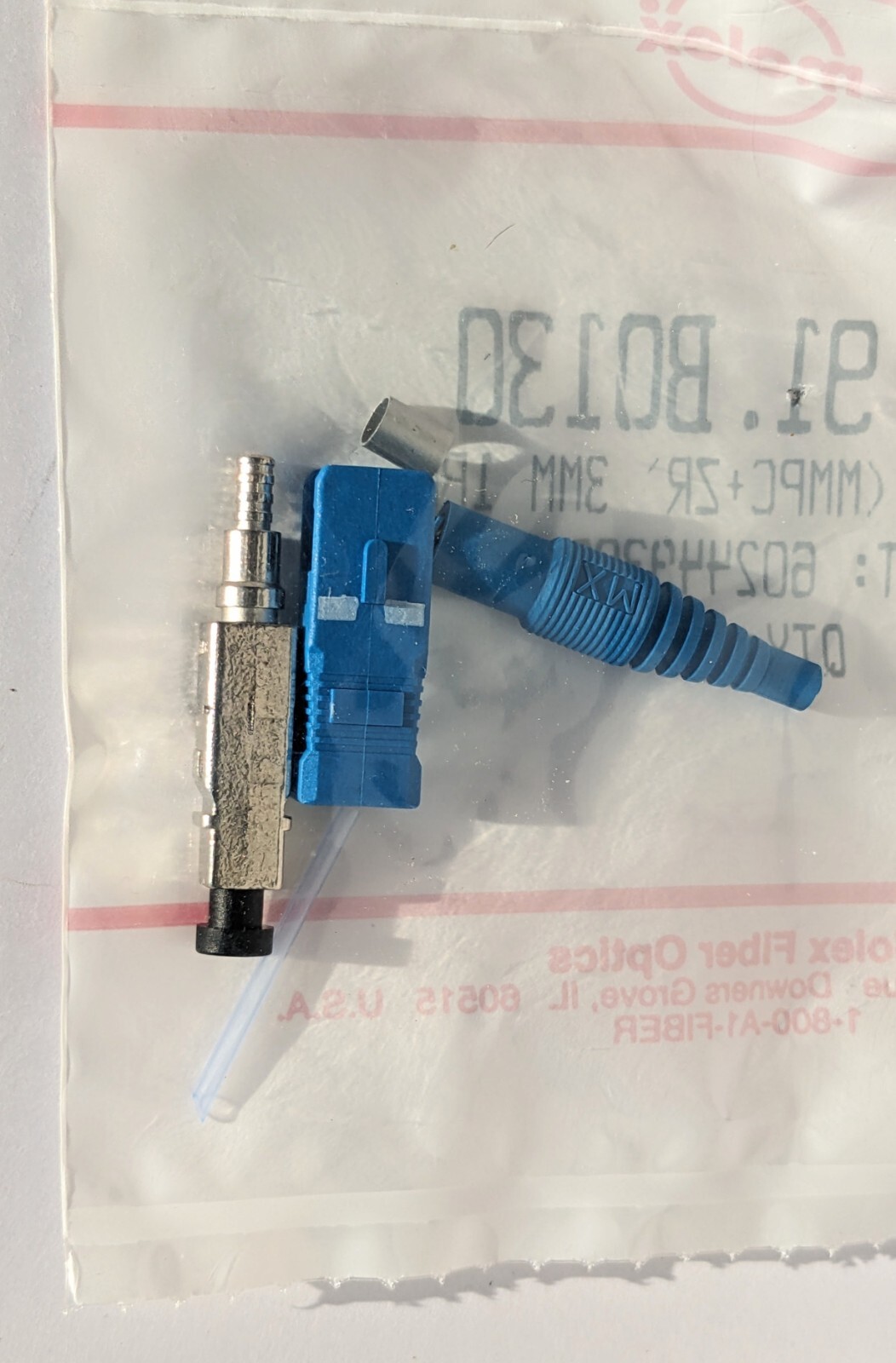 Molex Fiber Optic MM SC Connector, 86063-0000 / 91.B0130; 3mm Lot of 10 Pcs