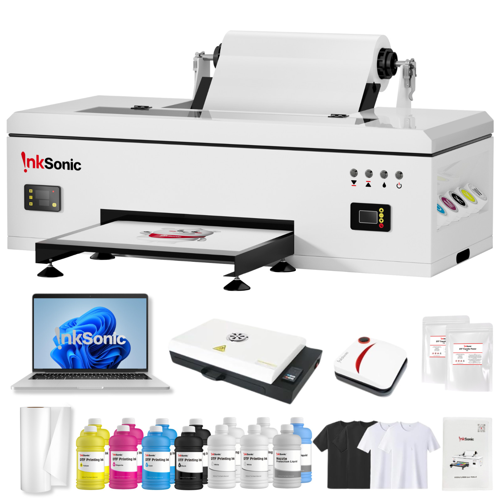 InkSonic L1800 A3+ 13"/33cm DTF Printer+Oven+Laptop, for T-shirt Printing, 7/24