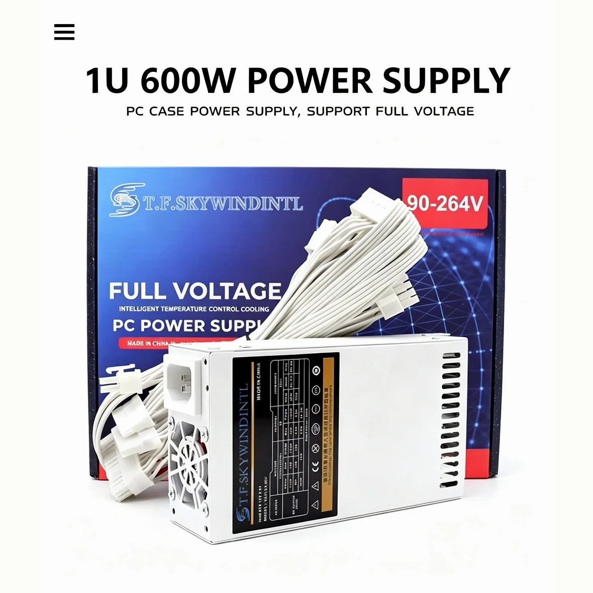 600W Power Supply FLEX Mini 1U PSU With 24-Pin Connector High-Efficiency High-Q
