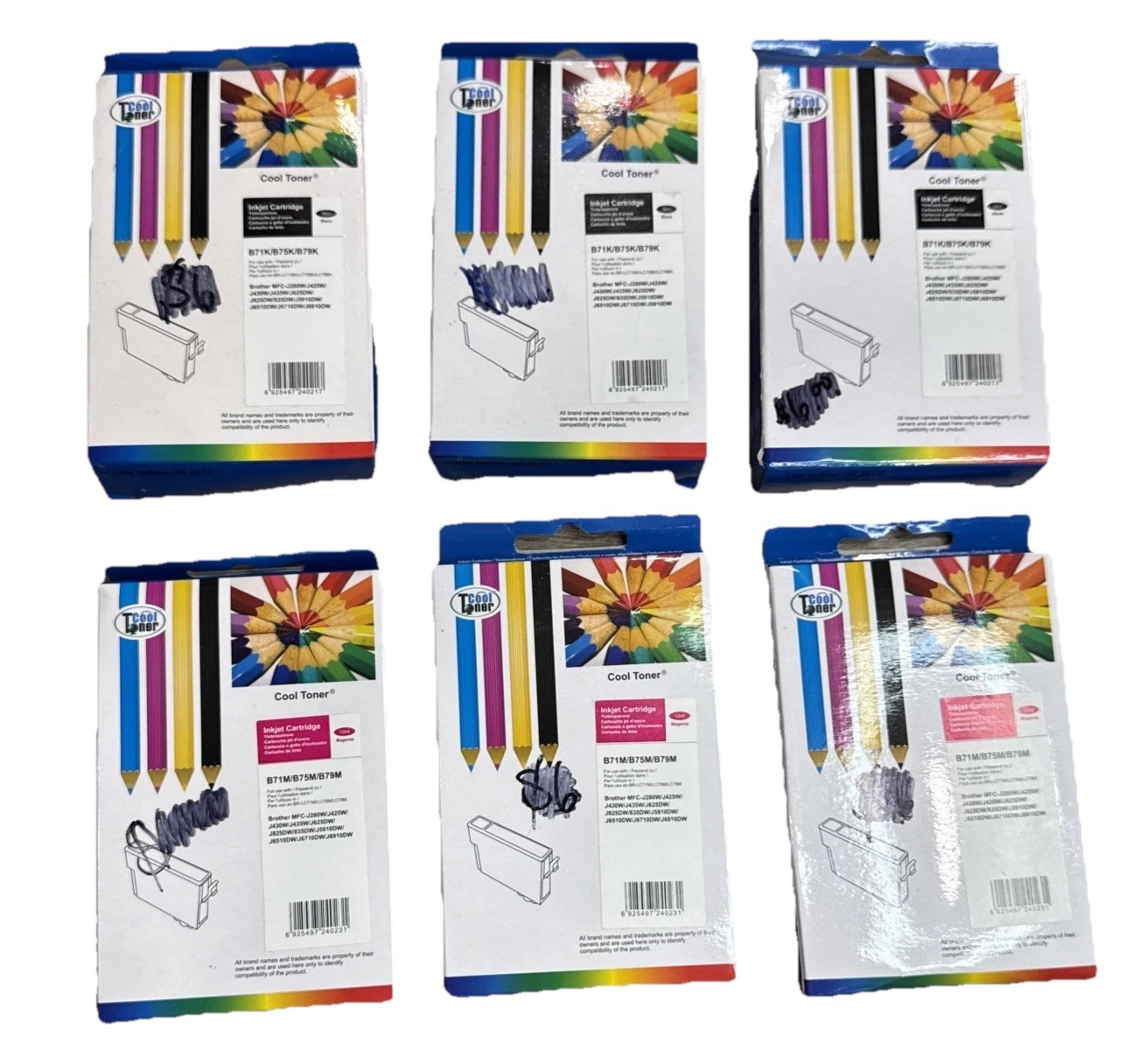 Cool Toner Compatible Inkjet Brother MFC-J280W/J425W/J430W/J435W 3 Magenta 3 BLK