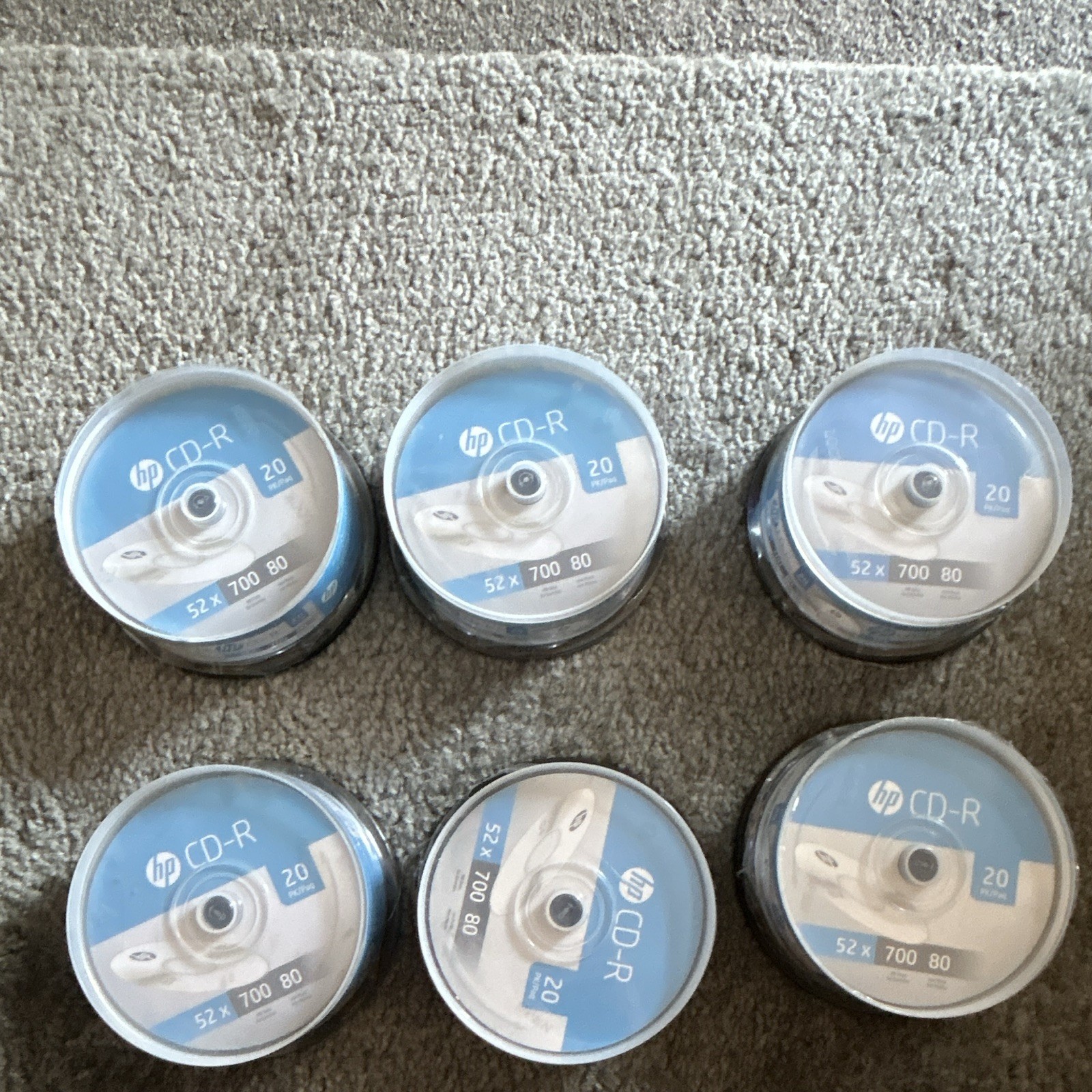 HP CD-R Recordable Discs 700MB 52x 80min 20-Pack Spindle, Lot of 6 NEW SEALED