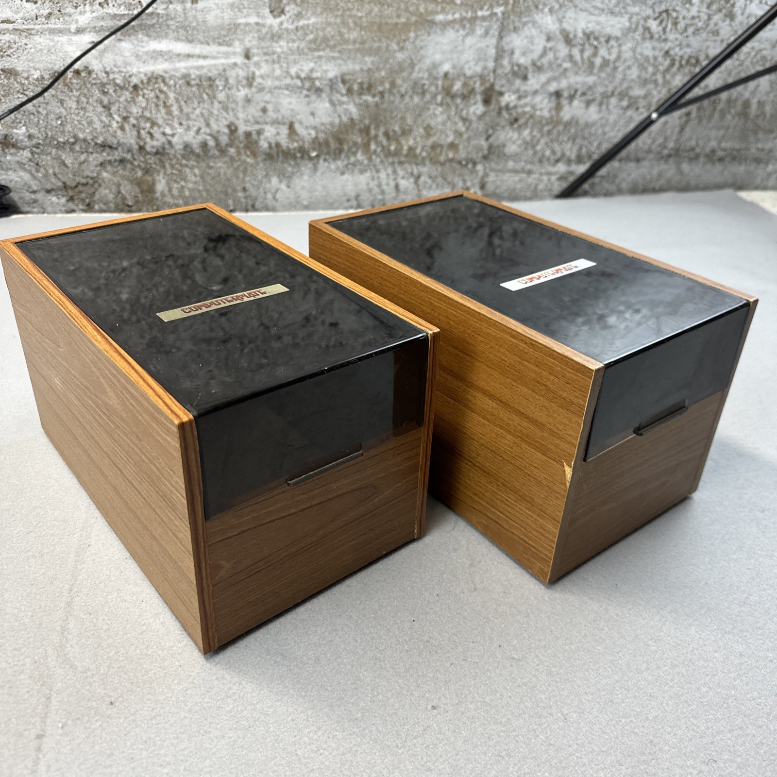 Lot of 2 Vintage Computer Mate Wood Grain 5.25" Floppy Storage Disk Holder