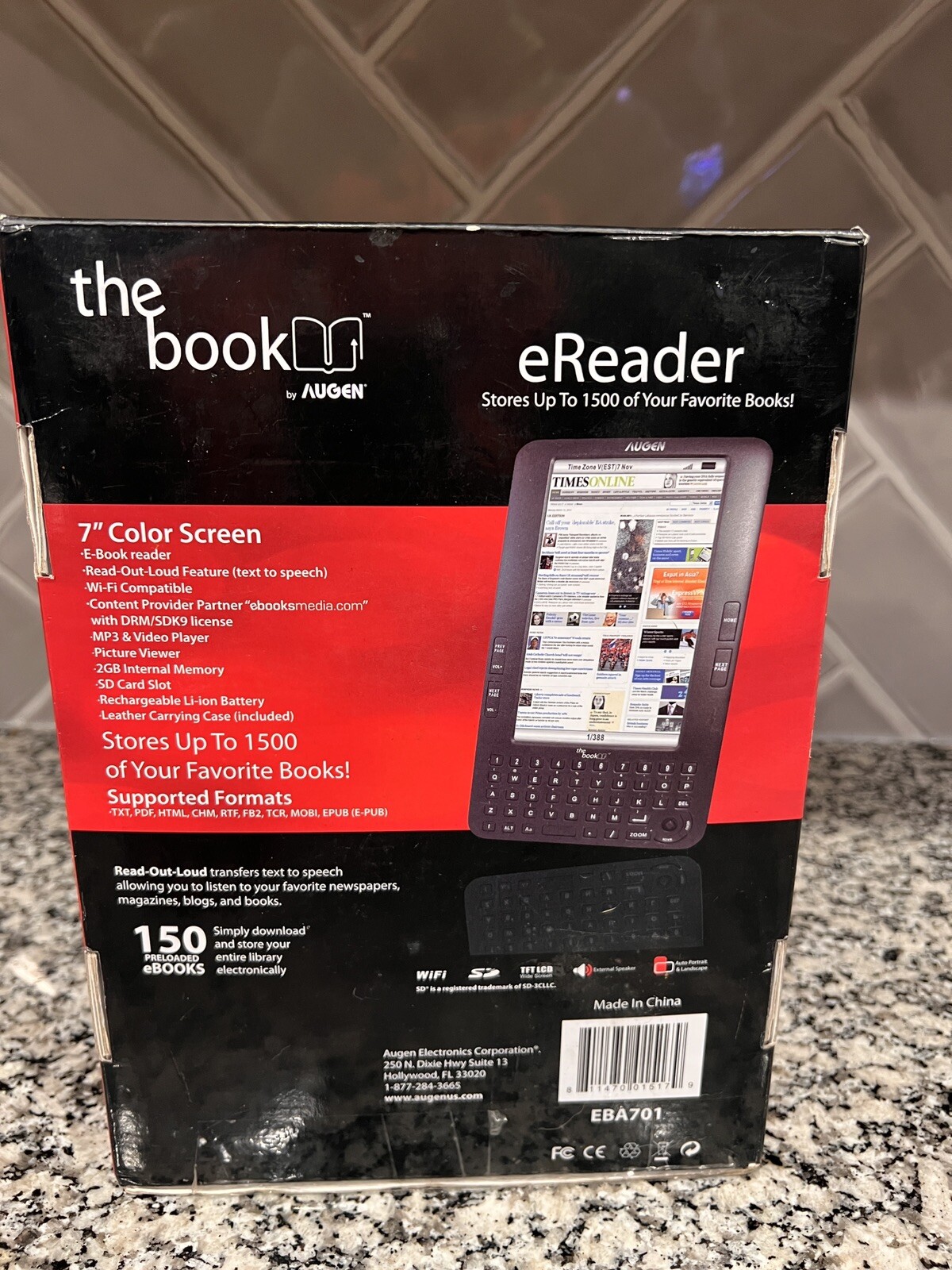 Augen eReader The Book 2 GB 7" Screen Wi-Fi 150 Preloaded Books