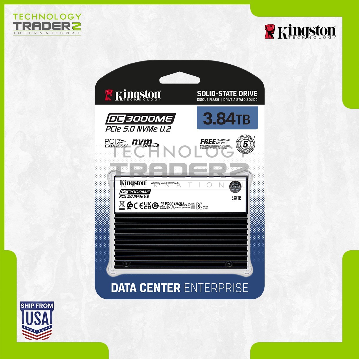 ** Kingston DC3000ME 3.84TB NVMe U.2 2.5" PCIe 5.0 x4 SSD SEDC3000ME/3T8 **
