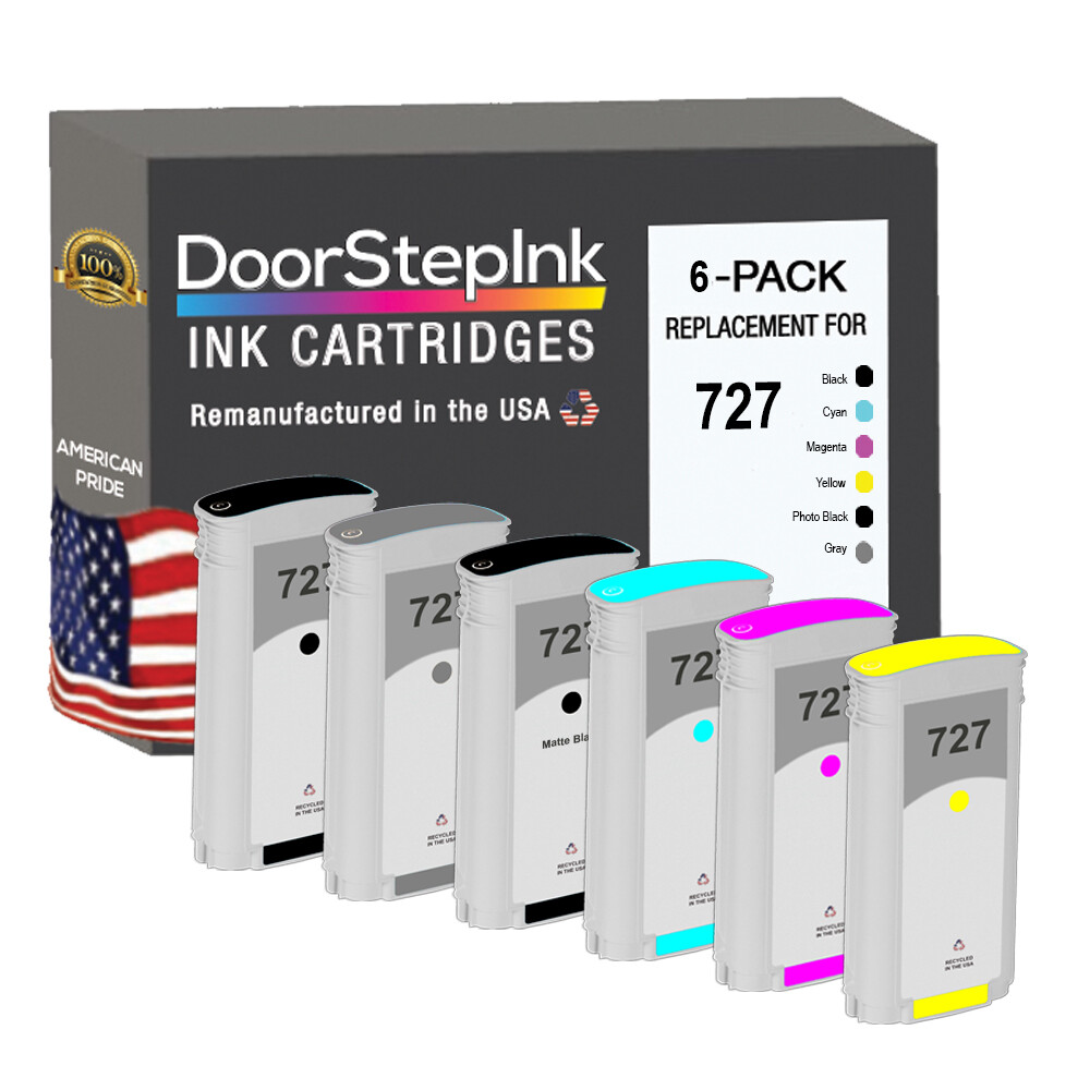 DoorStepInk Compatible Ink Cartridges For HP 727 MB, PBK and C,M,Y 130mL 6PK-USA