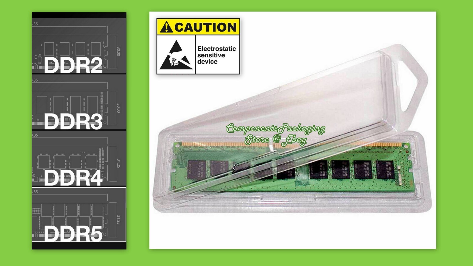 DDR4 PC4 Memory Clam Shell Case for DIMMs Anti Static ESD - Lot of 12 25 40 80 