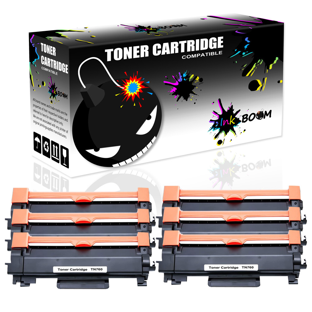 6 Black Toner Cartridge fits Brother TN760 MFC-L2750DW XL HL-L2390DW HL-L2395DW