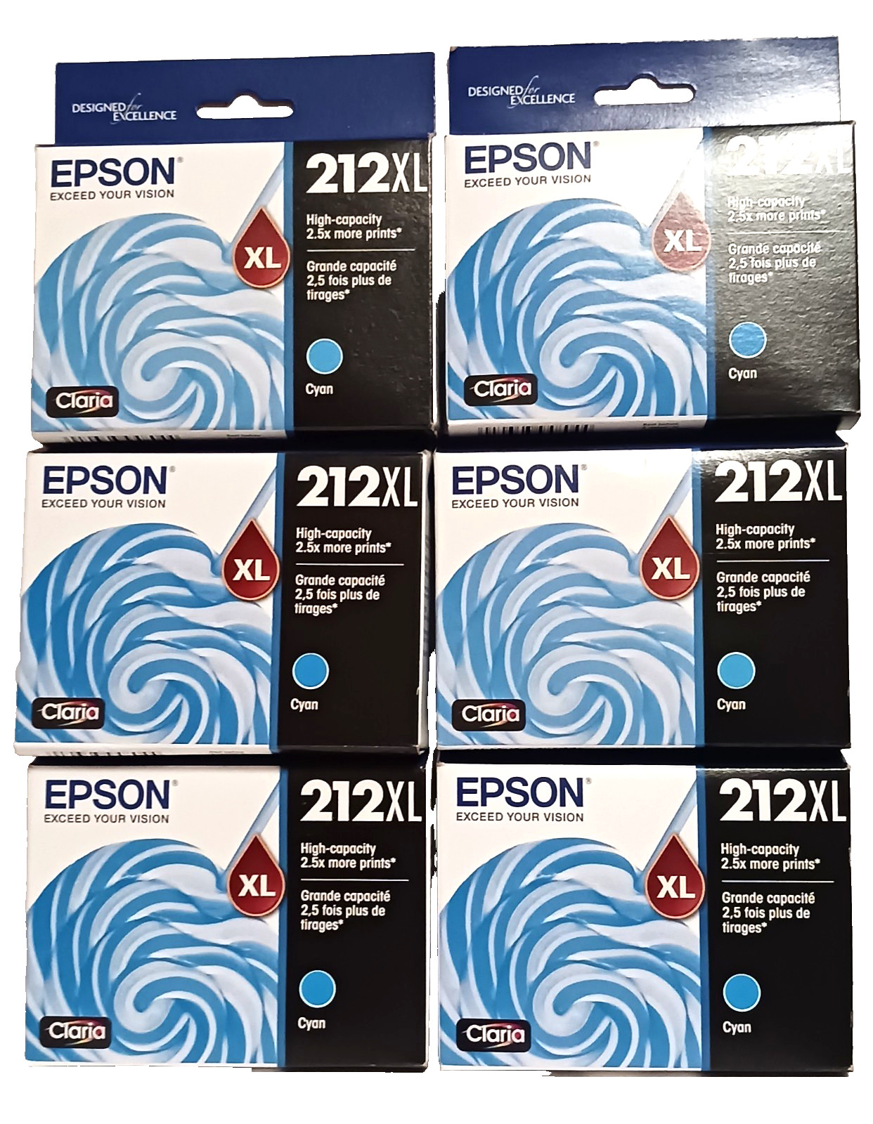 6 OEM Genuine Epson Color Ink Tanks 212XL - Cyan EXP 2026 * NEW