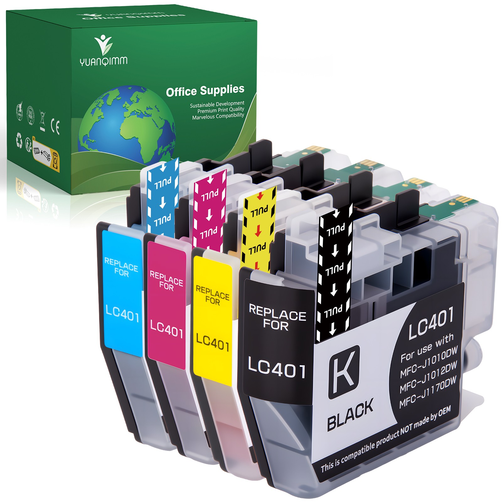 4PK LC401 LC-401 Ink Cartridges For Brother MFC-J1010DW MFC-J1012DW MFC-J1170DW