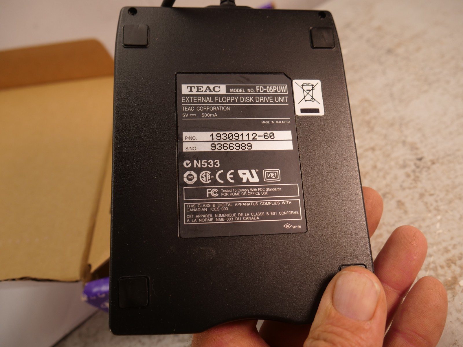 TEAC External Floppy Disk Drive FD-05PUW UNTESTED
