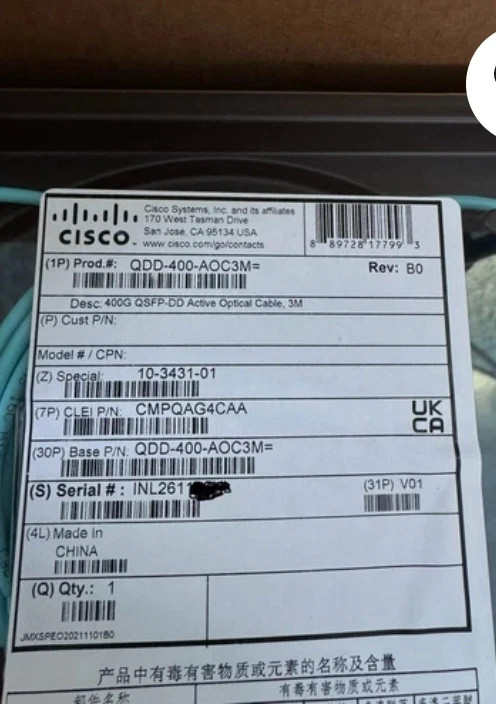 Genuine Cisco QDD-400-AOC3M With Hologram