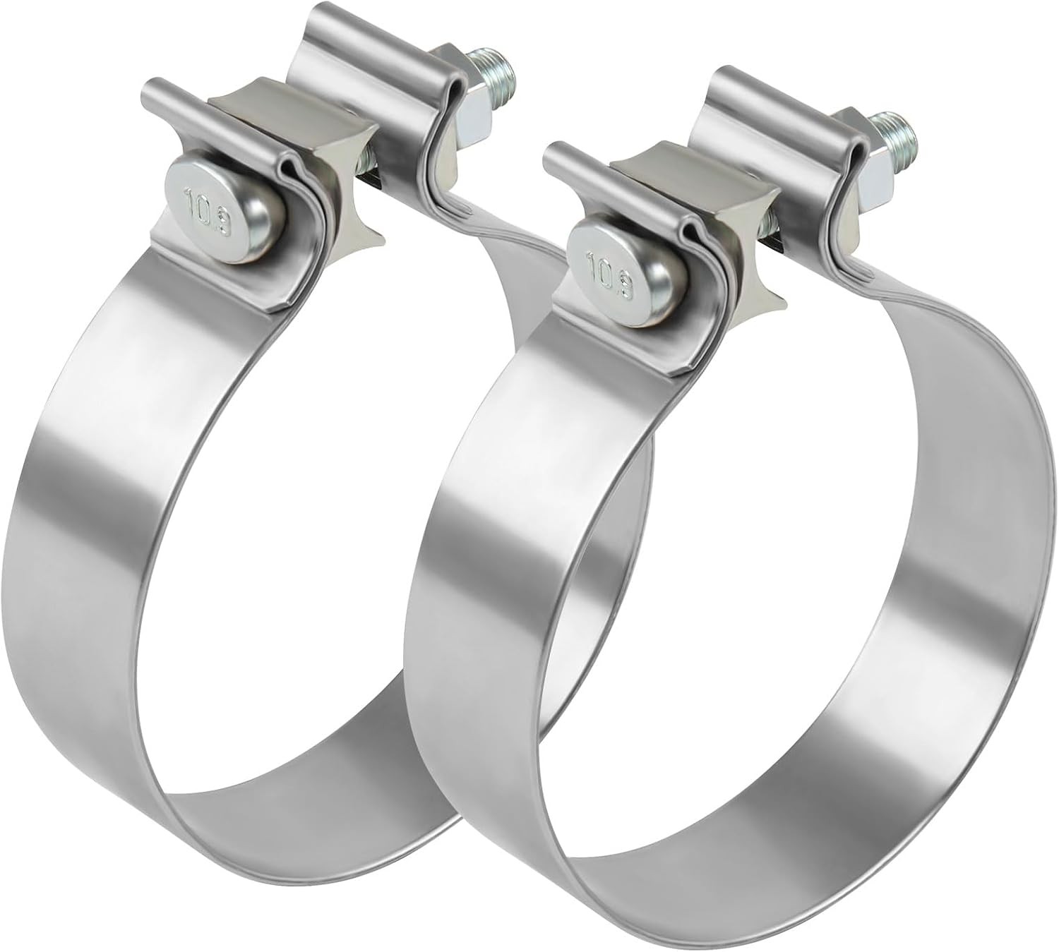 2pcs 3.5 Inch Exhaust Clamp, Narrow Band Muffler Clamp, Stainless Steel