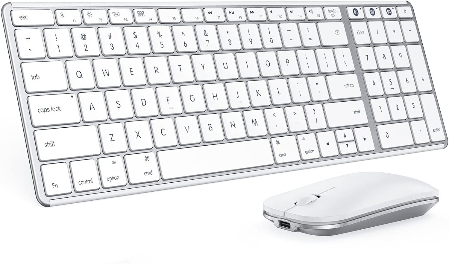Teclado y ratón Bluetooth inalámbricos recargables para MacBook Pro/Air y iPad