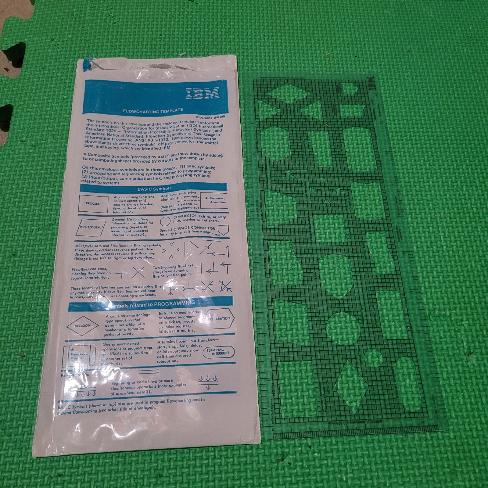 Vintage IBM Flowcharting Template w/Original Sleeve GX20-8020-2 USA