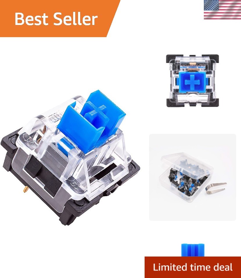 Blue Tactile Clicky Switches - 20 Pack for Solder-Free Keyboard Upgrades