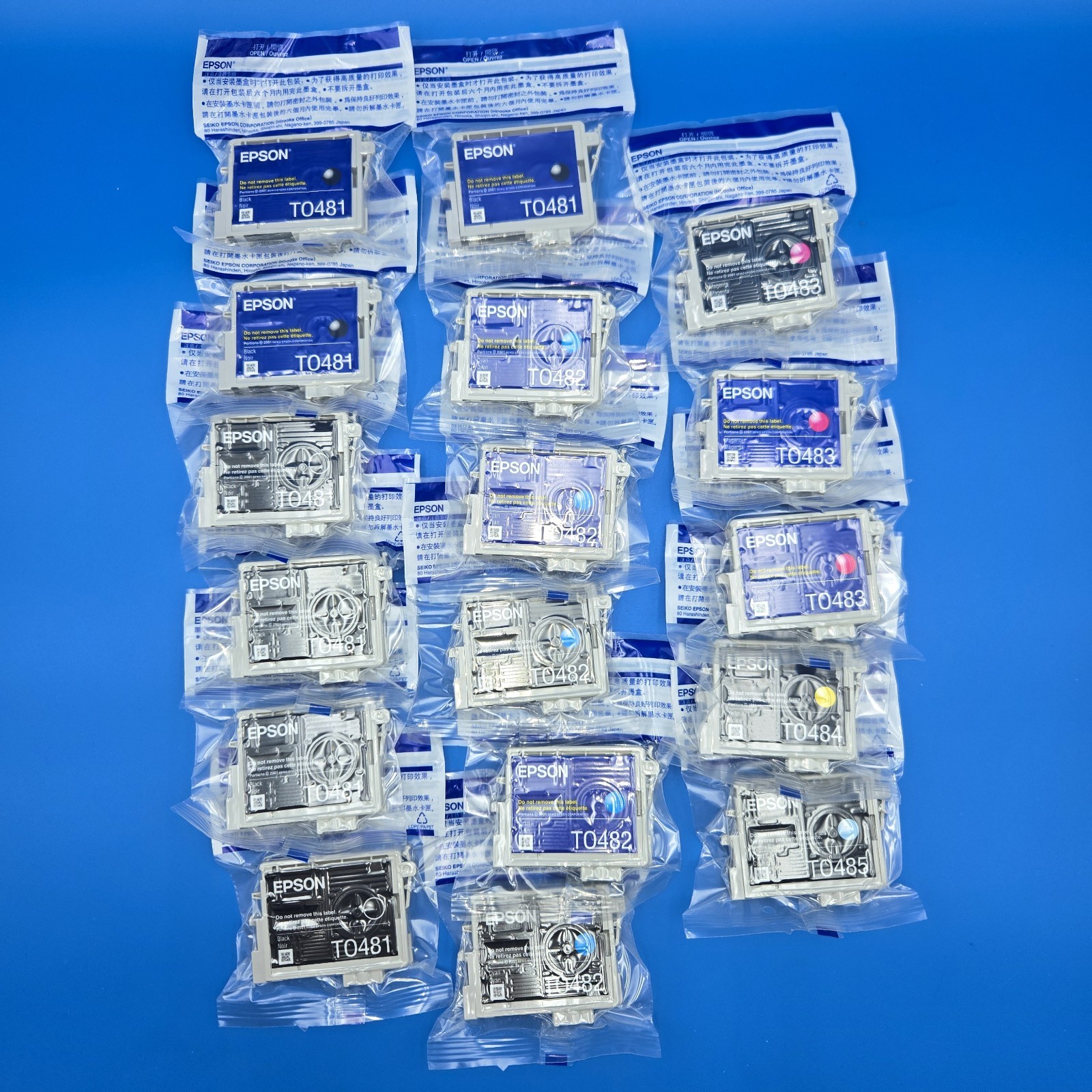 EPSON PRINTER INK CARTRIDGE BUNDLE LOT FACTORY SEALED NOS LOT OF 17