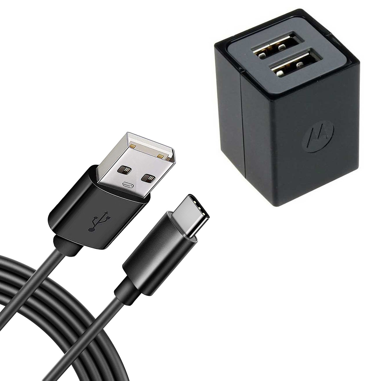 Home Wall Charger 6ft Long USB-C Cable 2-Port  Power Adapter Wire for Tablets