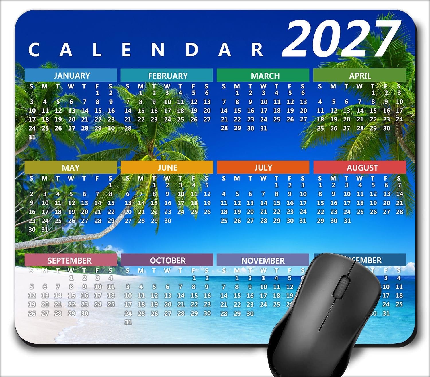 2027 Calendar Pad with Stitched Edges, Gaming Rectangle Mousepad for Computer...