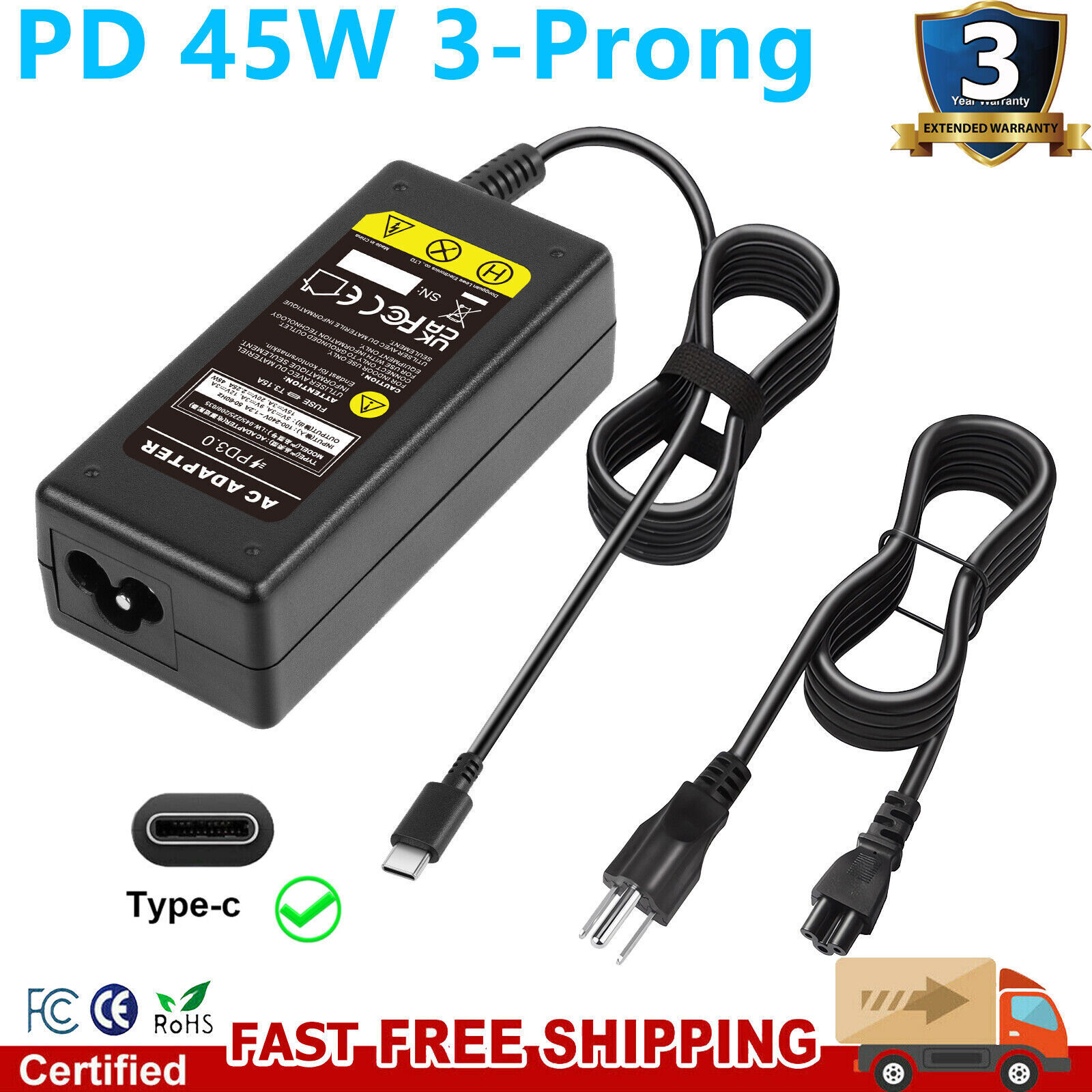 USB-C AC Adapter Charger Power For Samsung Galaxy Book Go NP340XLA Laptop Cord