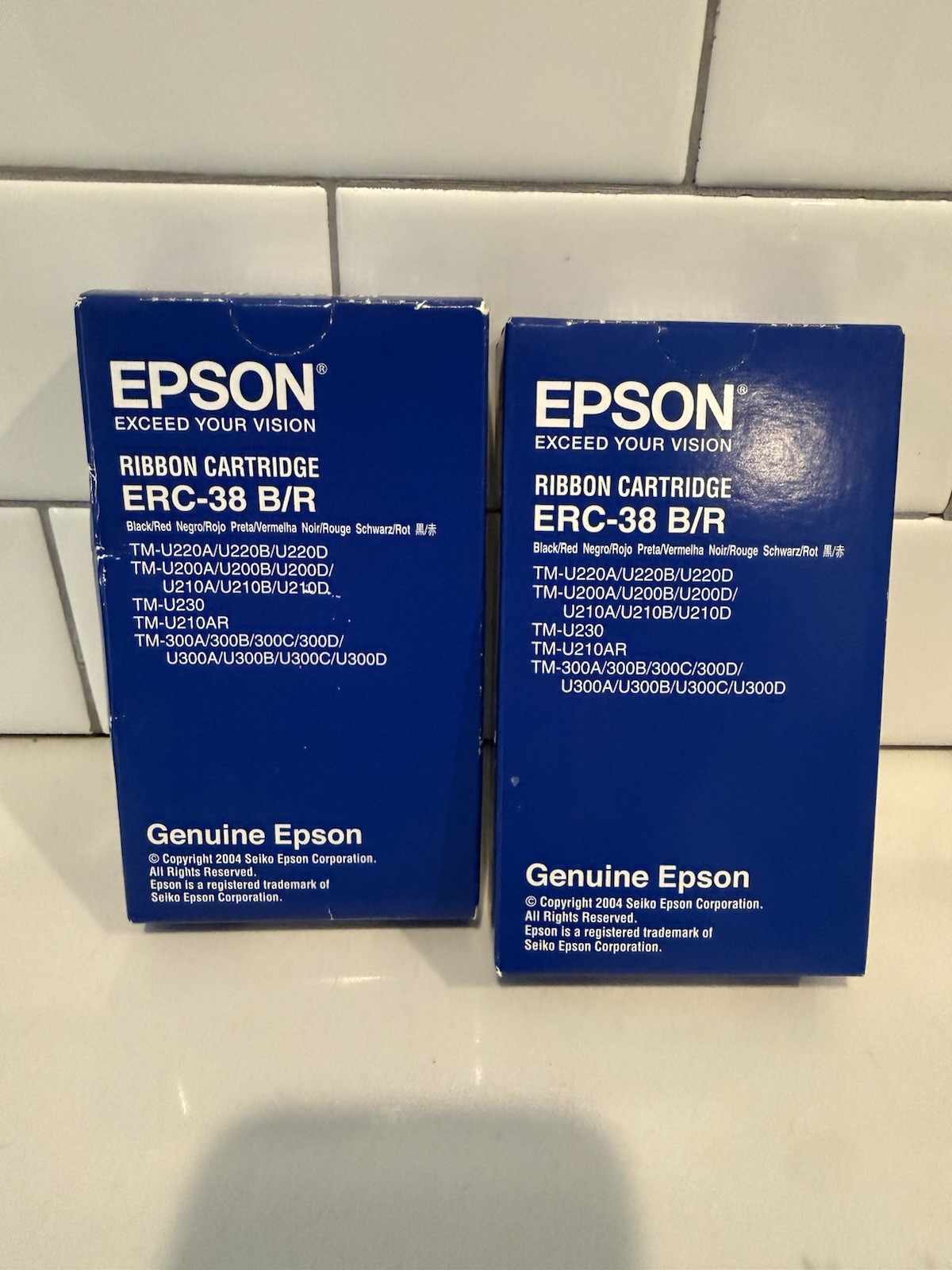 2 x Original Epson ERC38BR Black/Red Ink Ribbon Cartridge (C43S015376) SEALED