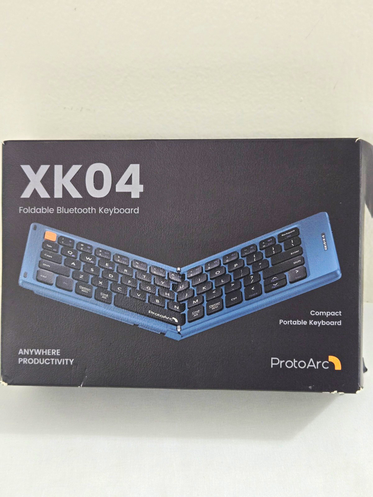 ProtoArc XK04 Foldable Bluetooth Keyboard Blue Wireless Rechargeable Open Box