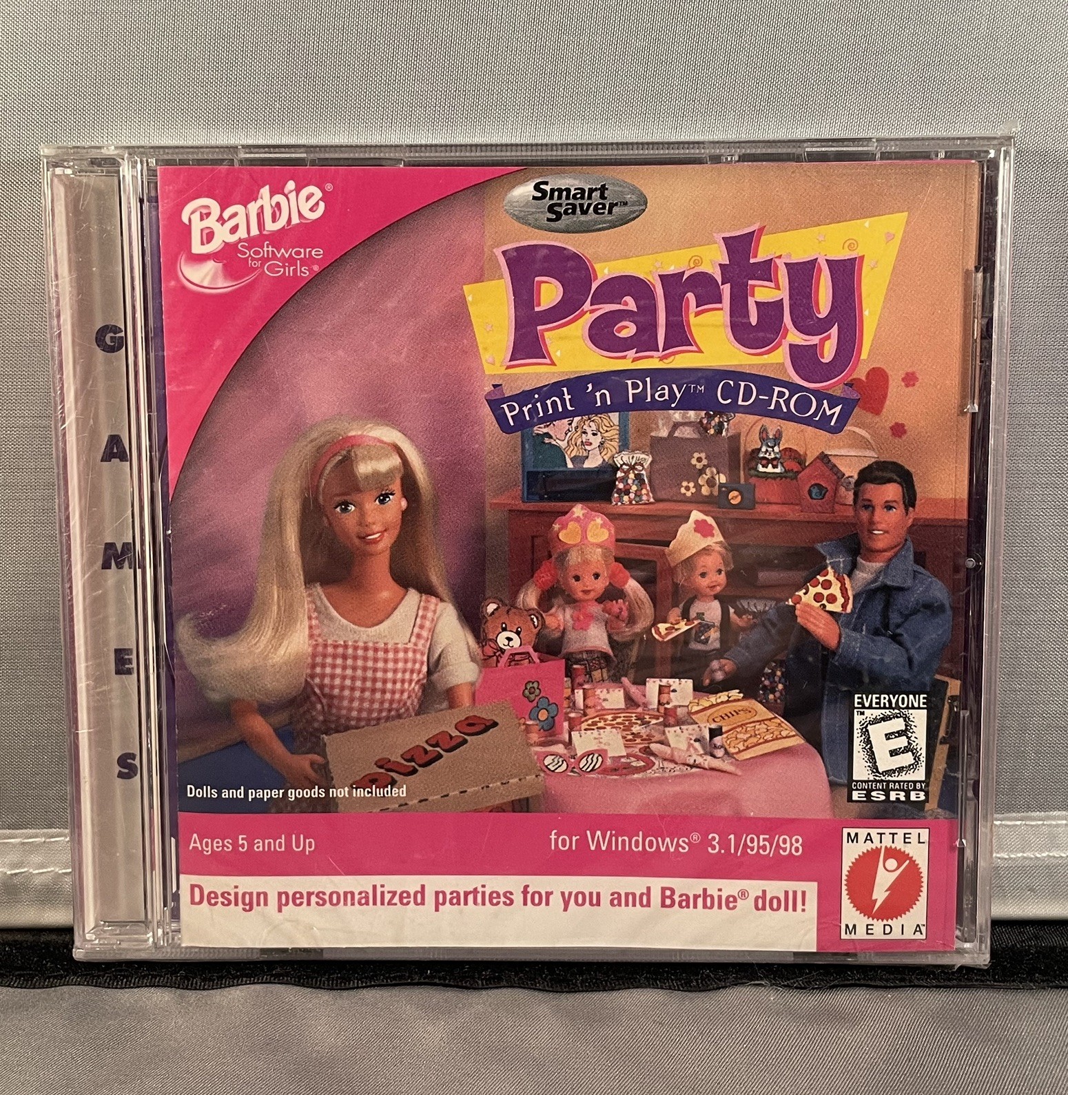 Barbie Party Print 'n Play CD-ROM (Windows 3.1/95/98, 1997) New SEALED