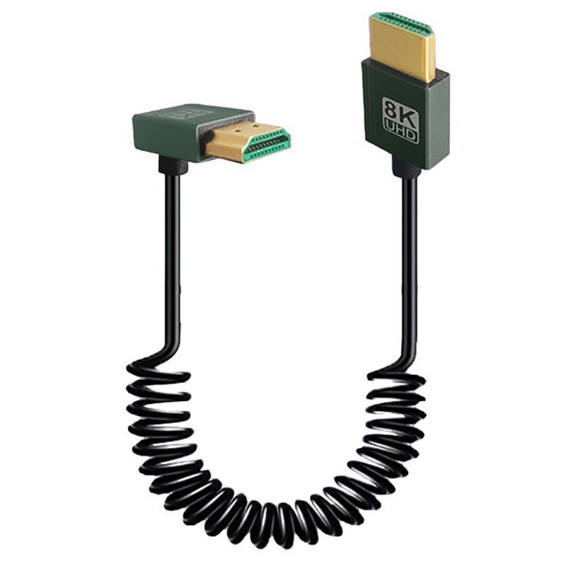 8K 2.1 High Speed 90°Angled MINI Micro HDMI Coiled Cable for Camera PC HDTV