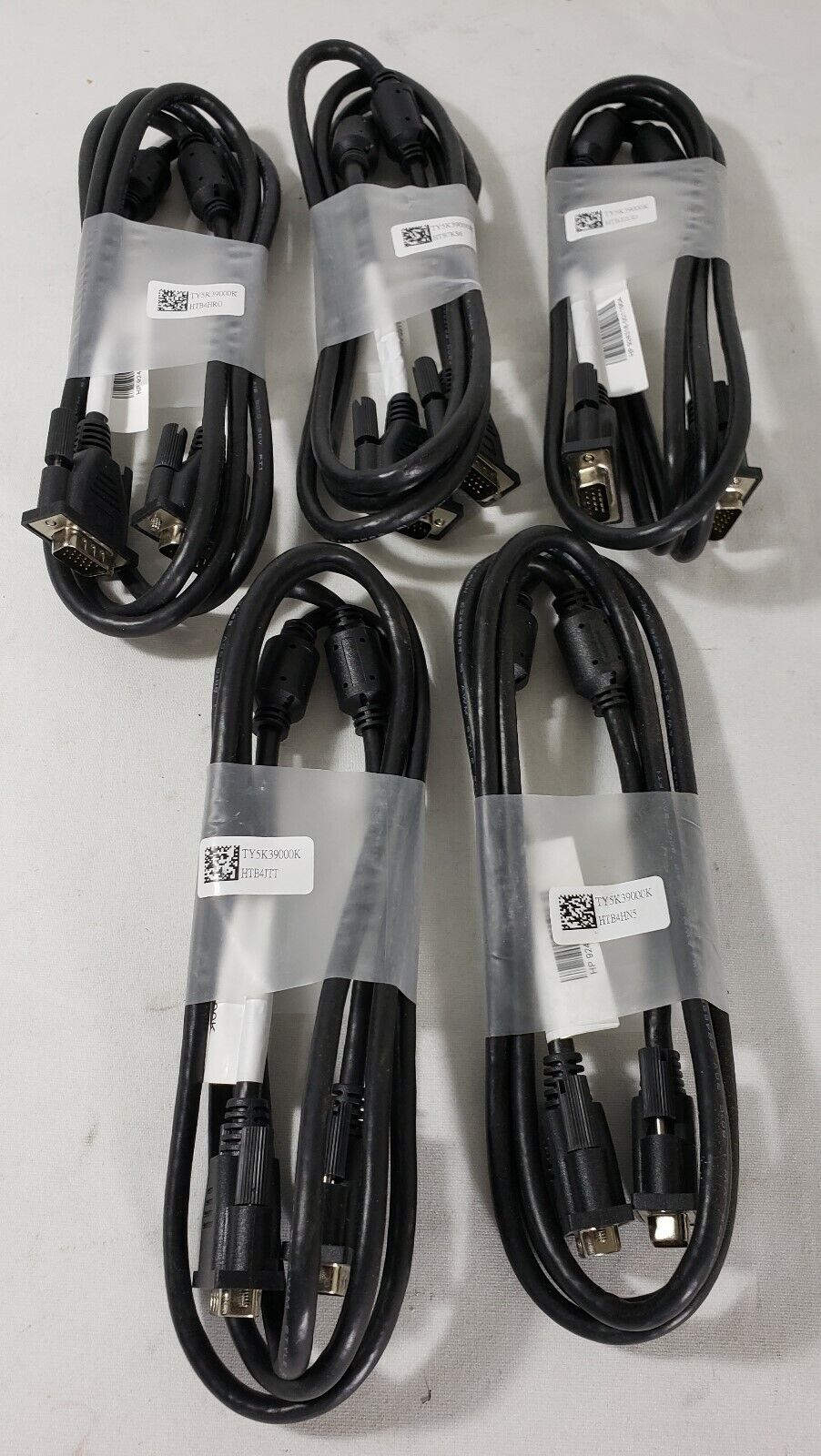 Lot of 5 Genuine HP 924318 Male To Male C2G VGA D-SUB Monitor Cable 15 P 6' New