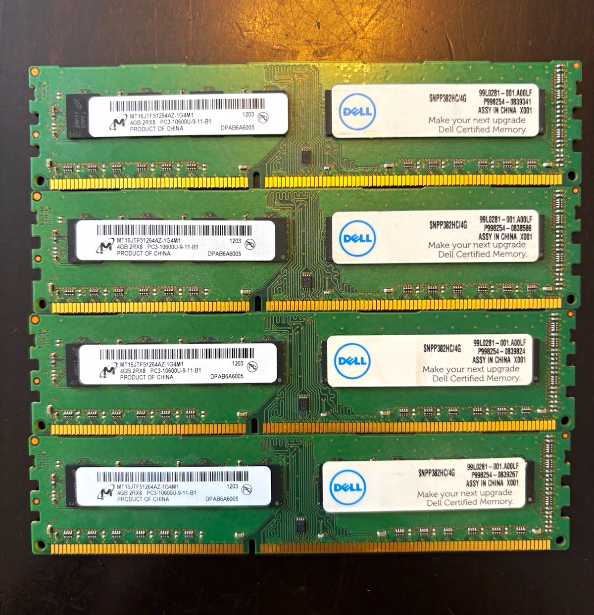 Dell Certified Memory 16GB (4x4GB) DDR3 PC3-10600U 240-Pin DIMM Non-ECC UNTESTED
