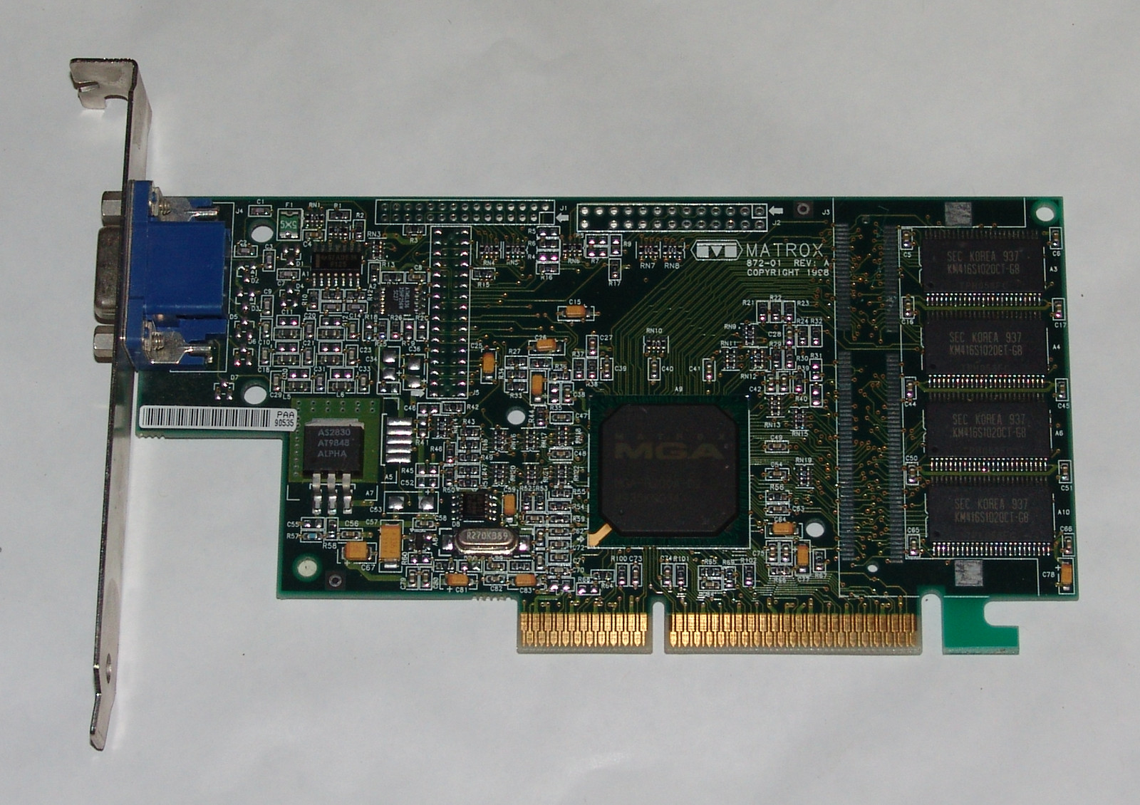 Matrox G2DMILA/8D/OE2 Millenium MGA-G200A-D2 GPU AGP 3.3V 8MB VGA