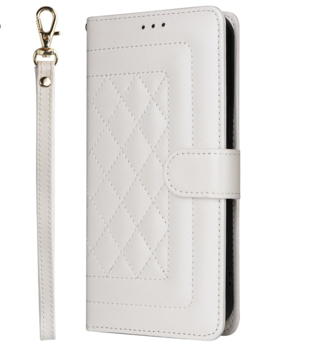 Luxury Grid Leather Strap Wallet Cover Case For 16 15 14 13 12 11 Pro Max 7 8 XR
